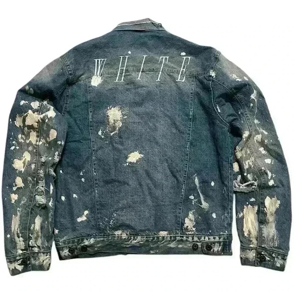 Off-White 2013 Virgil Abloh Paint Denim Jean Jacket - Picture 1 of 15
